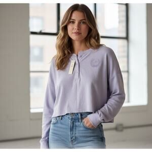 NWT PINK Victoria's Secret Women Cropped Pullover Sweater Purple Comfort Size XL